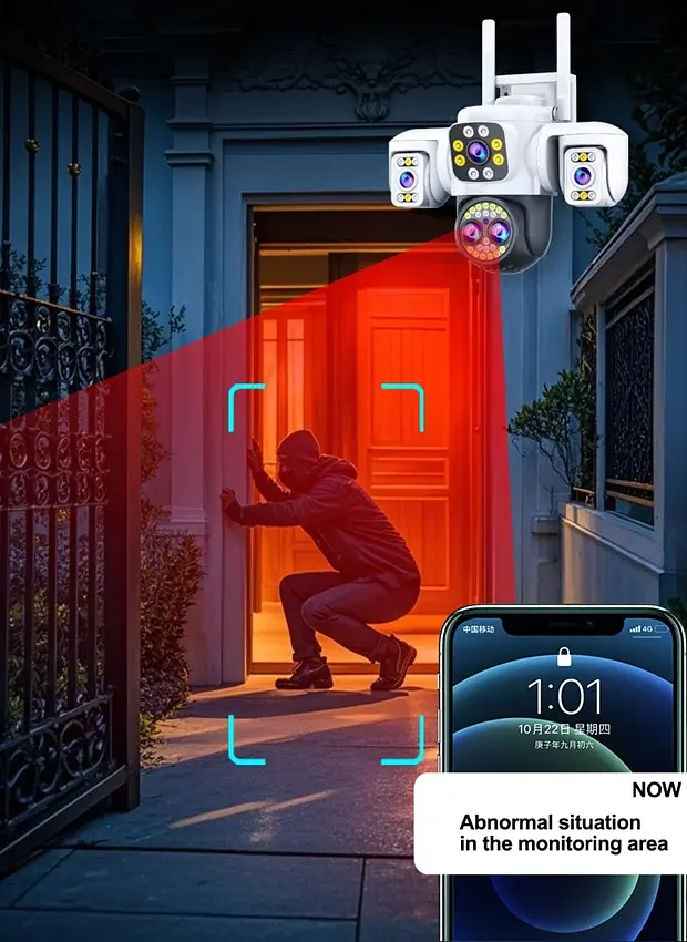 Вулична WiFi IPкамера YooseeY007-8K  16Мп  біло-чорна 4 об'єктиви поворотні - фото 3