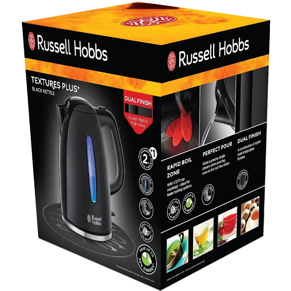 Электрочайник Russell Hobbs 22591-70 Textures Plus черный 1.7 л (23326016002) - фото 2