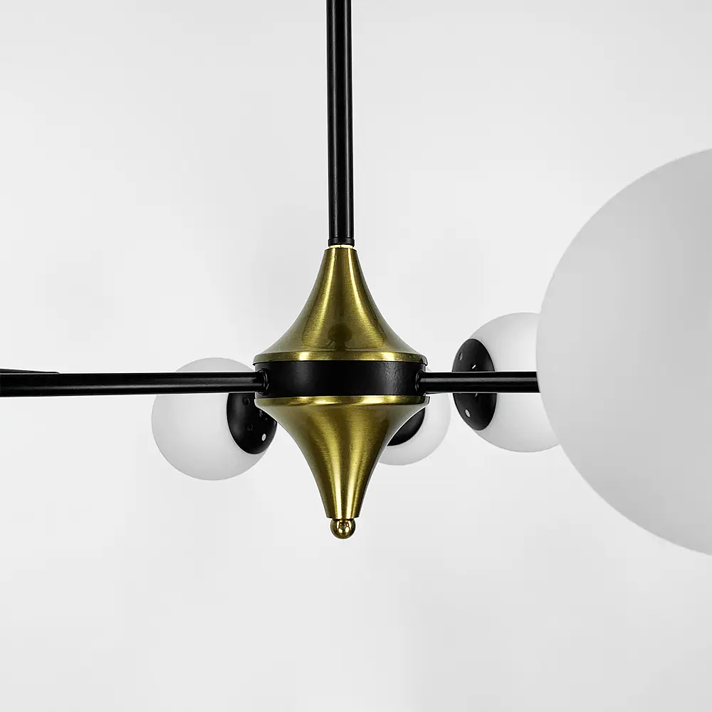 Черная люстра с поворотными веточками на 9 белых плафонах d=120 | Ст. K 21/9 BK+WT новый d12 | Line F - фото 5