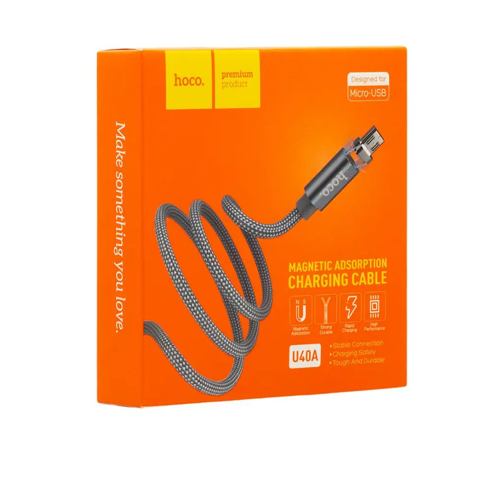Кабель Hoco U40A magnetic adsorption Micro charging cable Metal gray - фото 2
