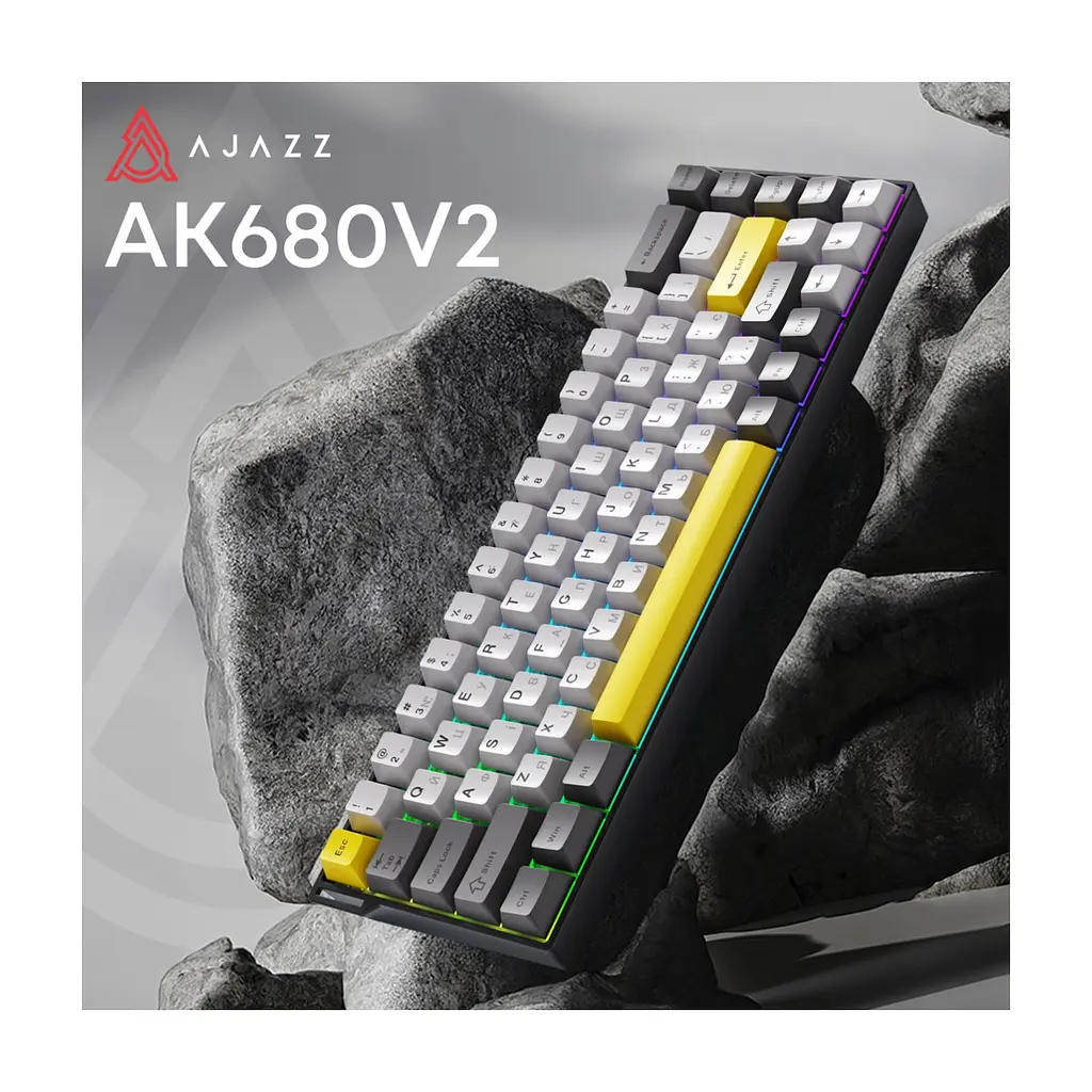 Клавіатура Ajazz AK680 V2 Ice Island Magnetic Switch USB UA Black/Gray/Yellow (AK680-V2-I-BGY) - фото 5