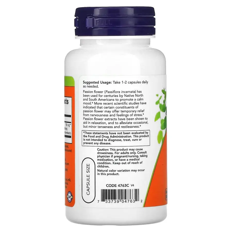 Натуральная добавка NOW Passion Flower 350 mg, 90 вегакапсул - фото 3