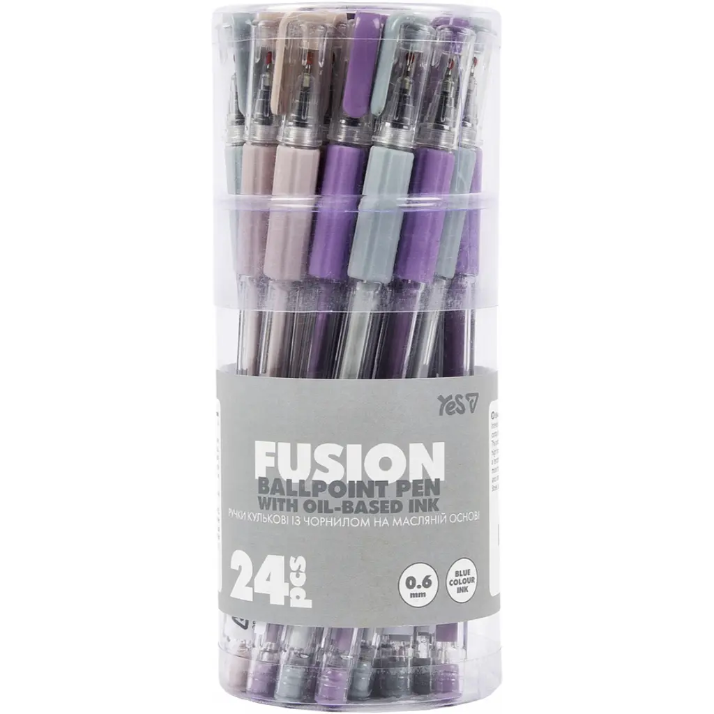 Ручка кулькова Yes Fusion 0.6 мм синя 24 шт. (412295) - фото 3