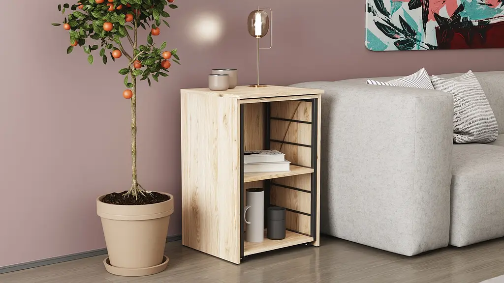 Стіл-тумба трансформер Смарт 2/2 Ferrum-decor 750x1450x600 Чорний метал ДСП Дуб Сан-Марино 16 мм (FRD-105103) - фото 2