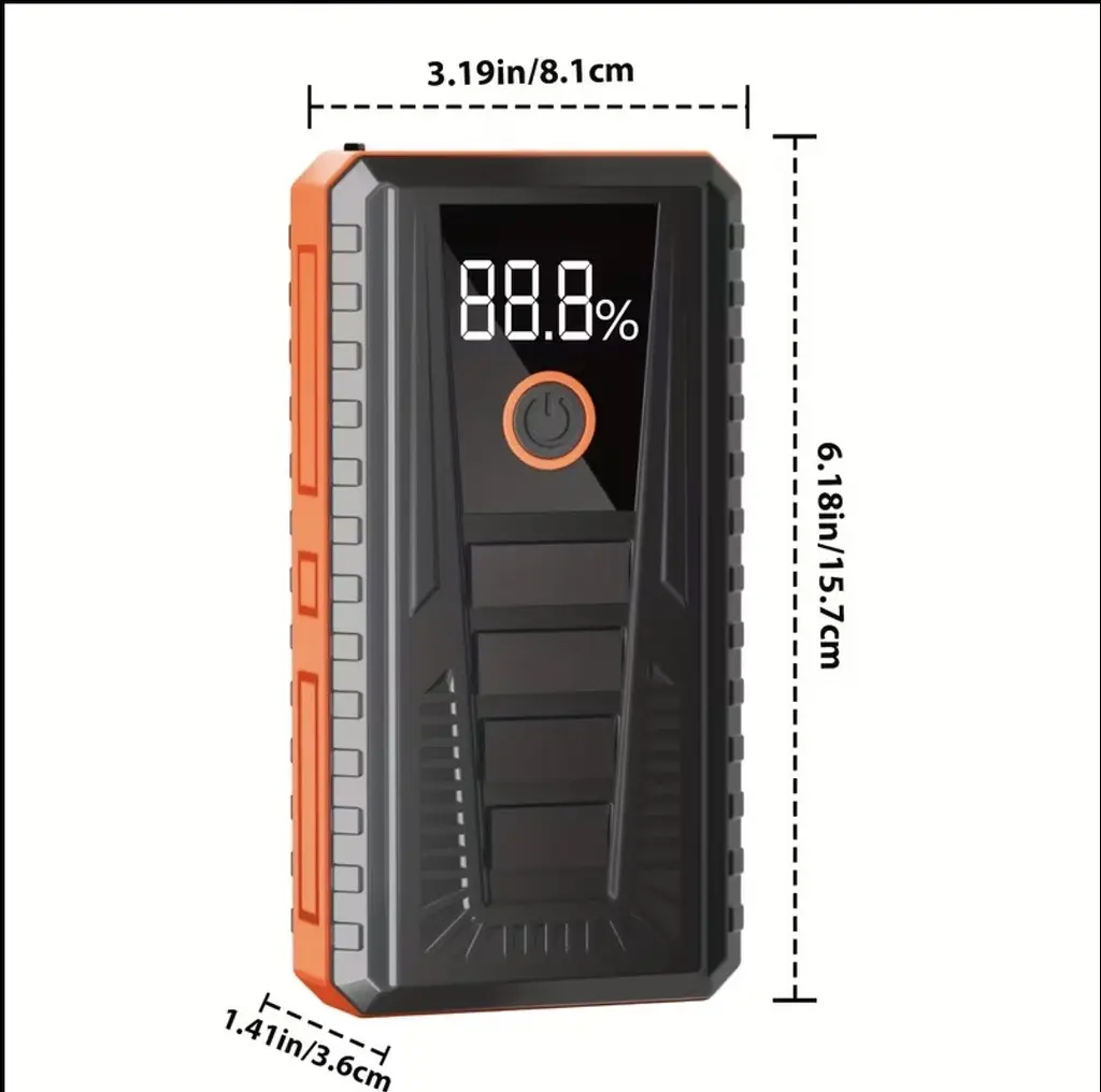 Пусковий пристрій для авто Jump Starter 12V, портативний бустер з LCD дисплеєм - стартер - фото 6