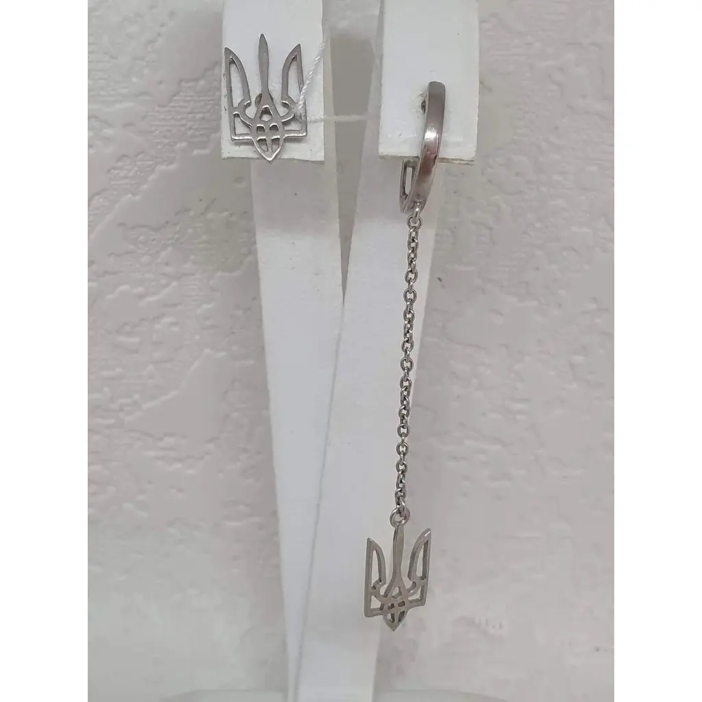 Срібні асиметричні сережки Ірій Тризуб. 40024.1 - фото 2