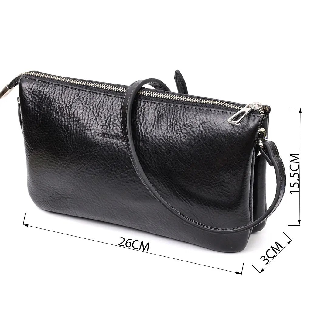 Якісний жіночий клатч із натуральної шкіри Grande Pelle 11658 чорний - фото 7