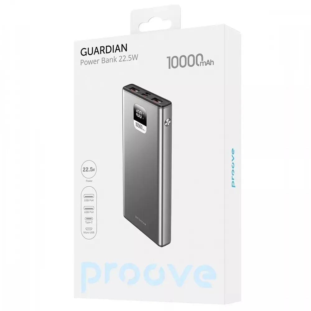 Портативная батарея Proove Guardian 22.5W 10000mAh металлически-серая - фото 2