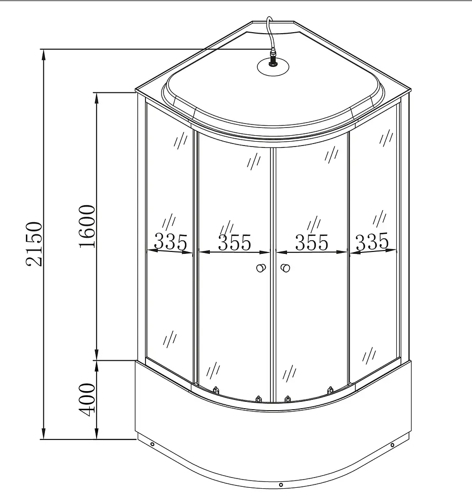Душовий бокс з гідромасажем Mixxus Strong SBH01-90x90x215-GR Satin з високим піддоном MI6889, Хром матовый, тонований, хром матовий - фото 7