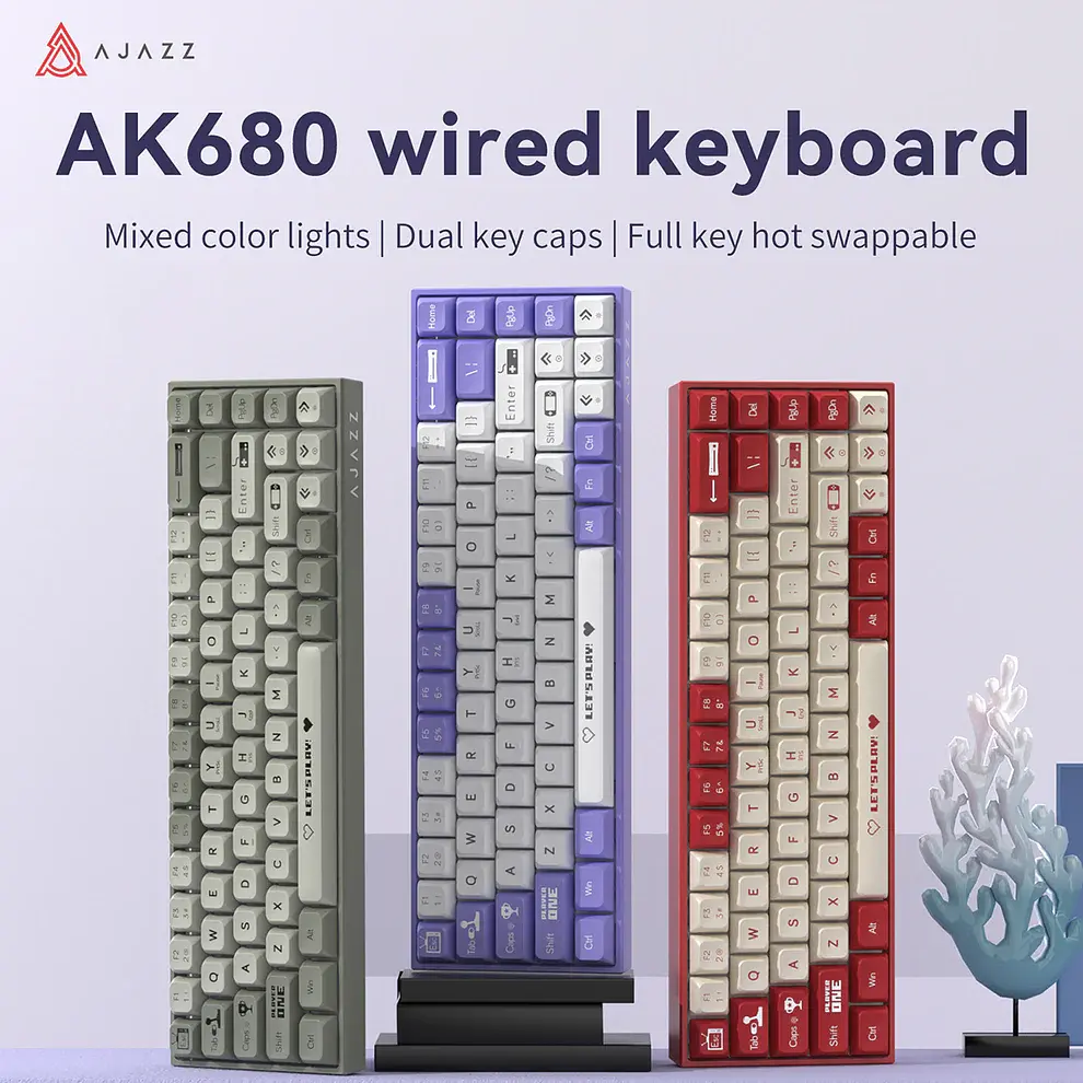 Механічна дротова клавіатура AJAZZ AK680 / Hot-Swap / Brown Switch / Red - фото 4