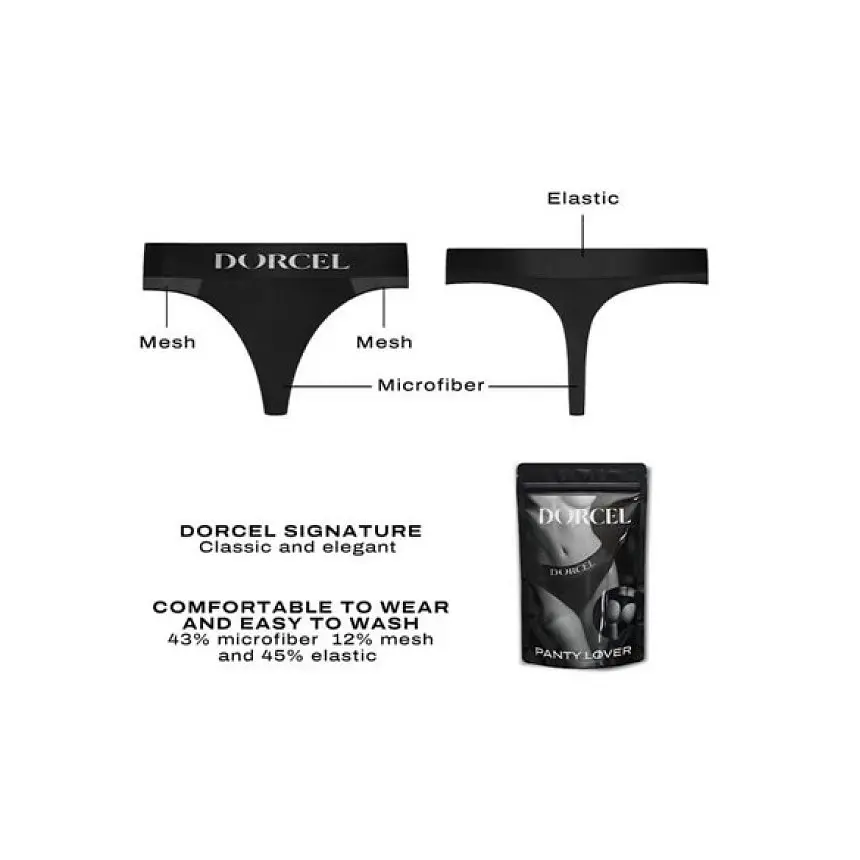 Трусики з кишенею для вібратора Dorcel Panty Lover, M (чорний) - фото 3