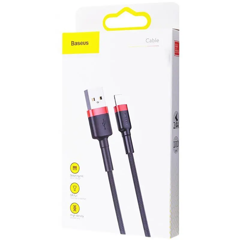 Кабель Baseus Kevlar Cable USB to Lightning 2A 1m CALKLF-B19 Black-Red - фото 3