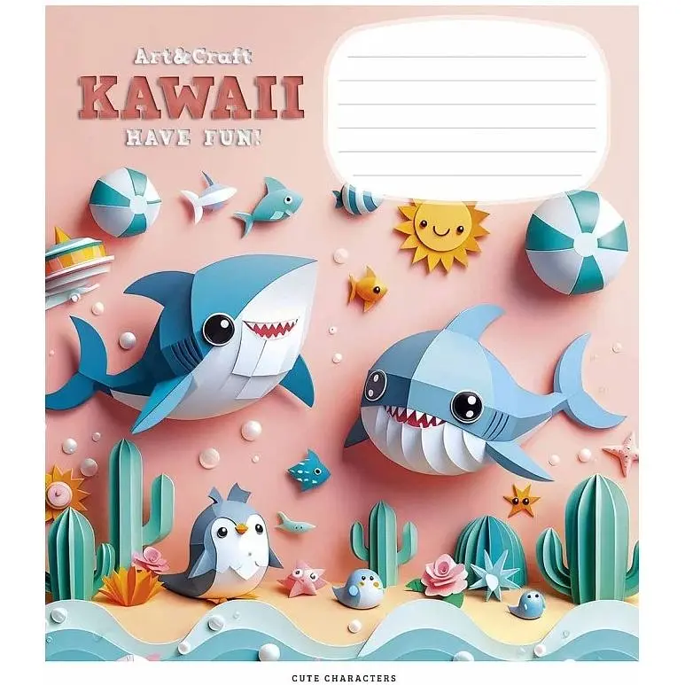 Зошит учнівський Kawaii Школярик 012-3398C-5 в косу лінію 12 аркушів