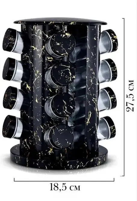 Органайзер для спецій, набір ємностей баночок Marble BLACK 16 штук - фото 2