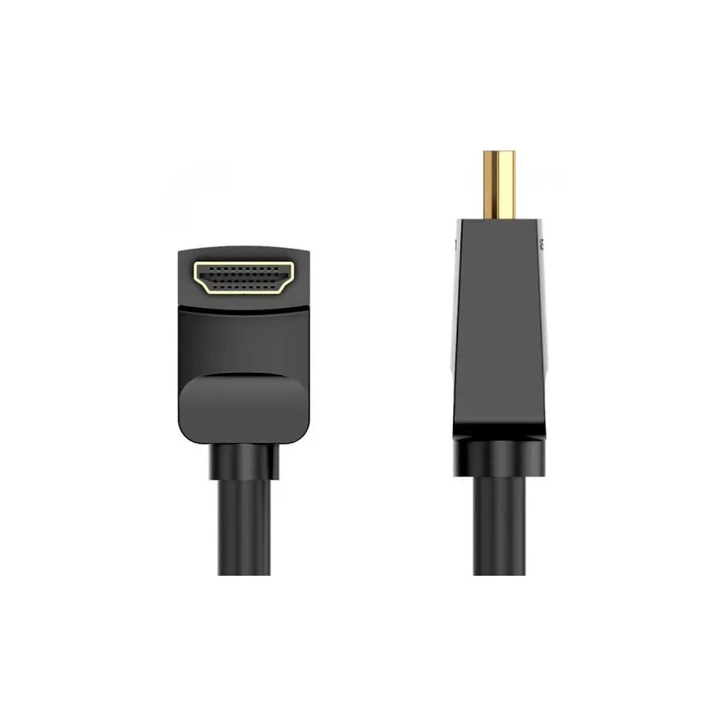Кабель мультимедійний HDMI M to HDMI M 1.0m V2.0 4K60Hz 90° corner PVC black Vention (AARBF) - фото 2