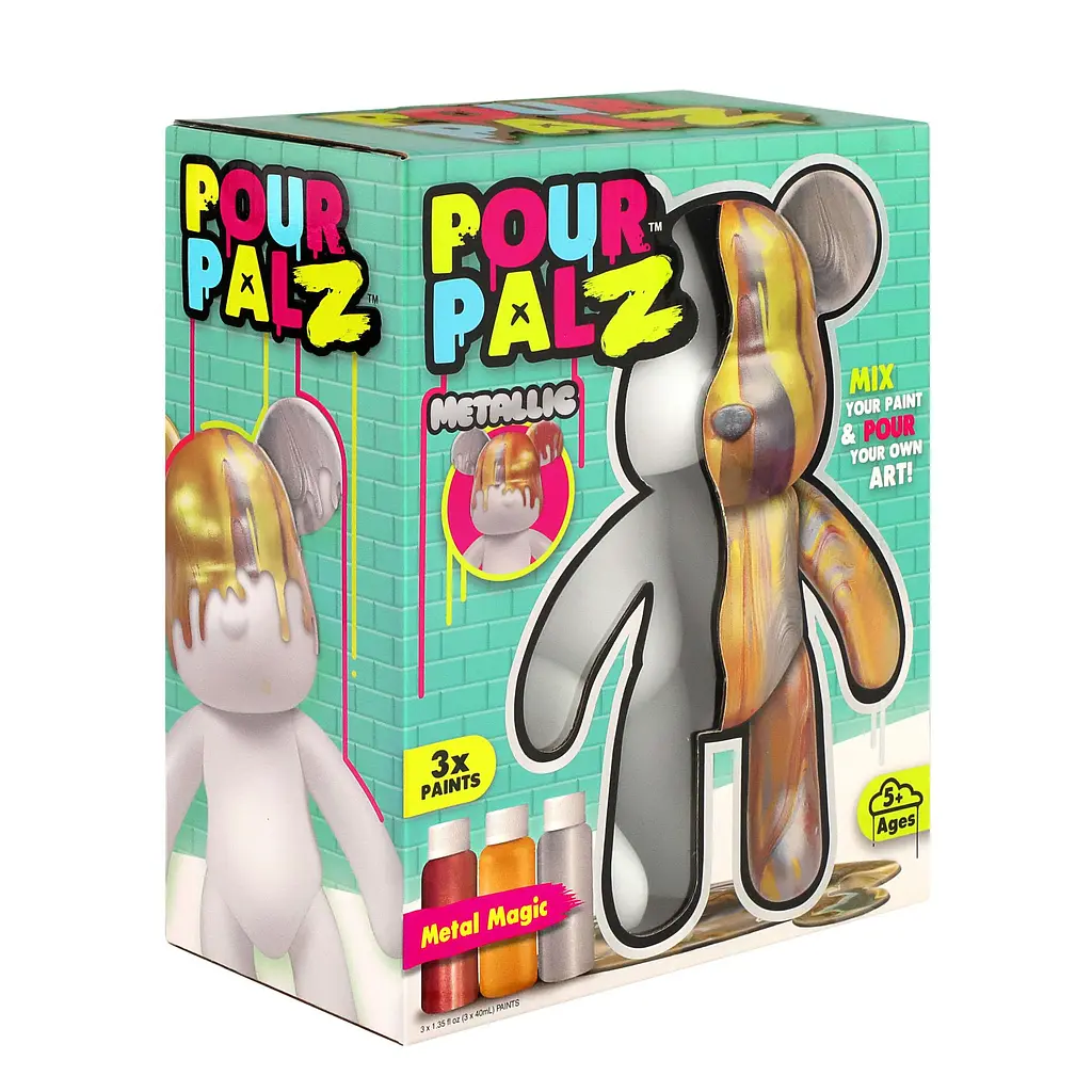 Pour Palz Набір для творчості Флюїд Арт - Ведмедик "Магія металіку" S3 Metallic ToyMonster Art.GS-G25021 - фото 6