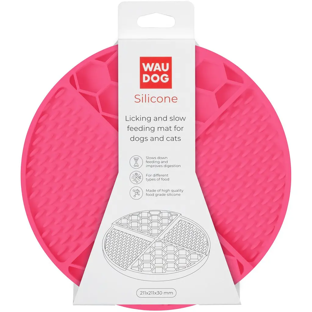 Миска-коврик для собак и кошек Waudog Silicone для медленного питания 211х211х30 мм розовый - фото 3