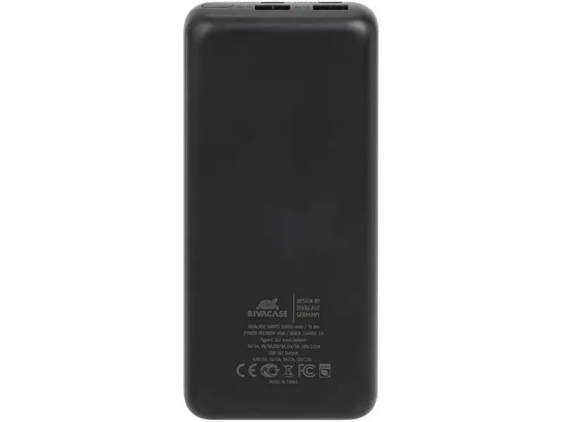 Зовнішній акумулятор (Power Bank) RIVACASE 20000mAh 45W Black (VA1075) - фото 4