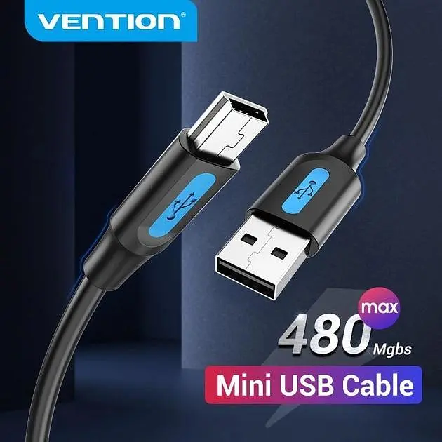 Кабель Vention USB to MiniUSB 2.0 5pin PVC Round 1.5 m Black (COMBG) - фото 3