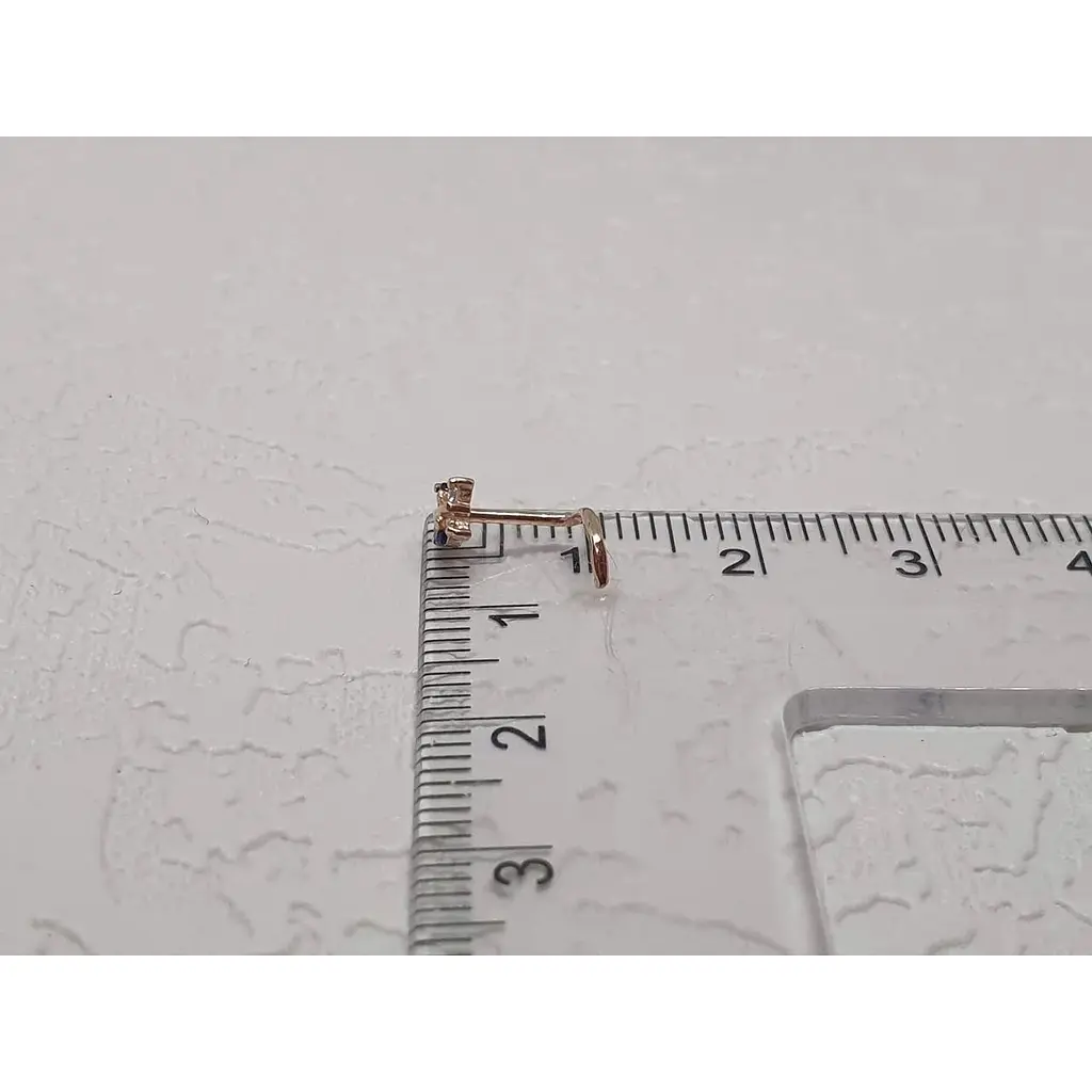 Золотая серьга-пирсинг в нос Dear с фианитами. 1041.1 Синий/Белый - фото 5