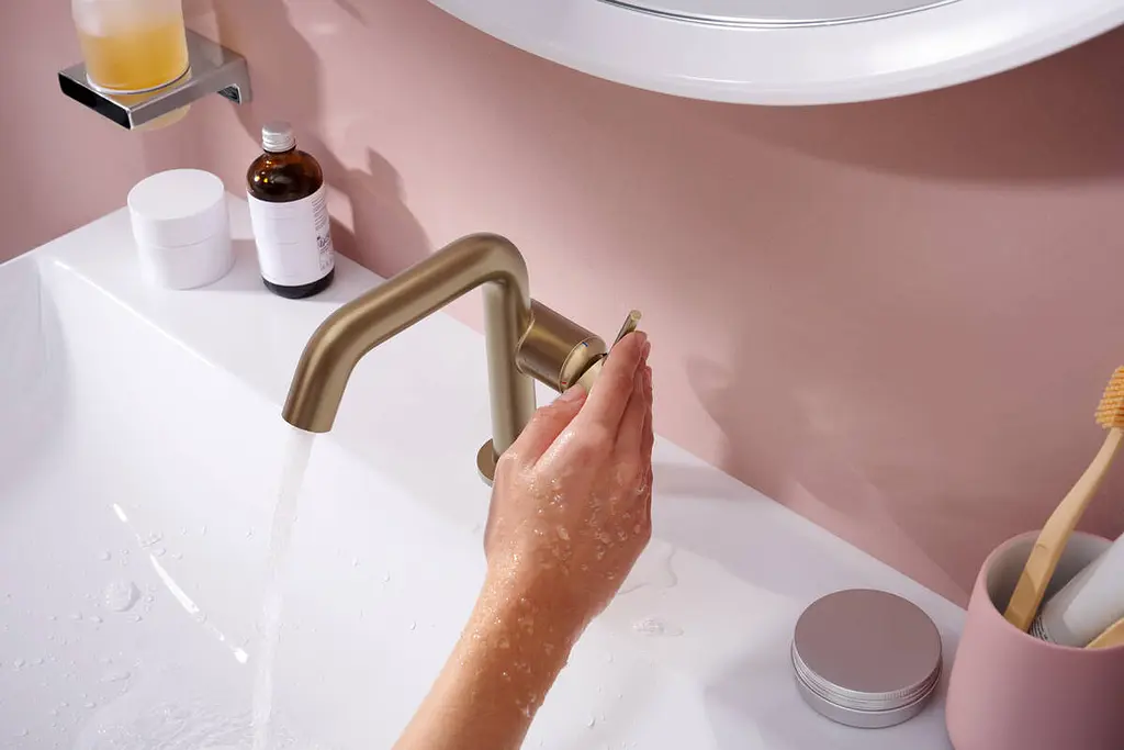 Змішувач для умивальника Hansgrohe Tecturis S CoolStart EcoSmart+ без донного клапана brushed bronze 73321140 - фото 2
