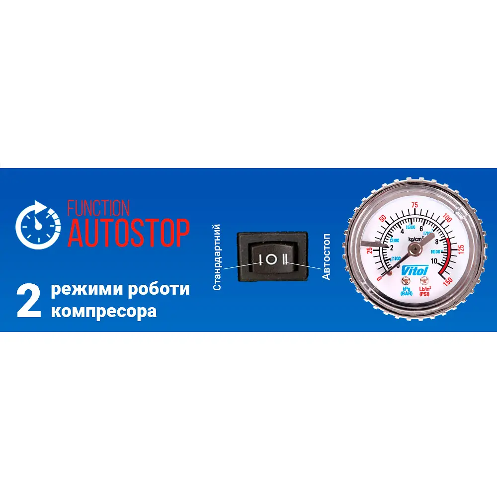 Компресор Vitol K-52, 150 psi 40 л (K-52) - фото 6