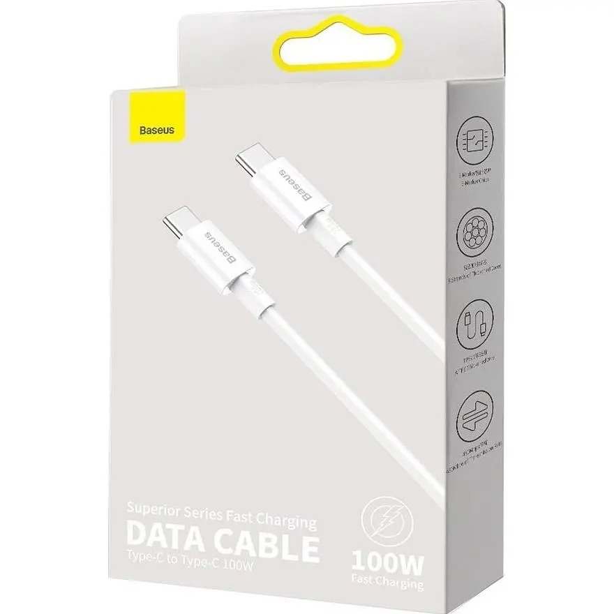 Кабель Baseus Superior Series Fast Charging USB-С to USB-С 100W 2m White (CATYS-C02) [151856] - фото 6
