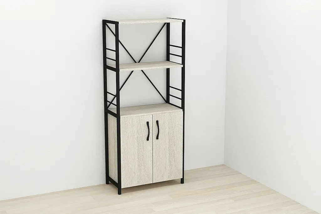 Етажерка 3/60 Ferrum-decor Серії Конект із тумбою 144x60x28 Чорний ДСП Сонома (FRD-104445) - фото 2