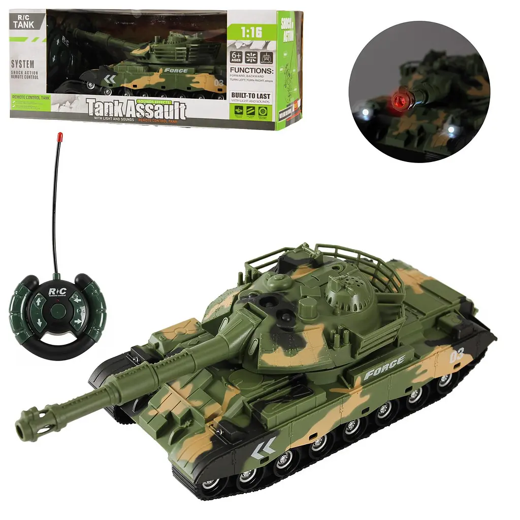 Радіокерована модель танка Tank Assault камуфляж 1:16 зі звуковими ефектами (J9003A)