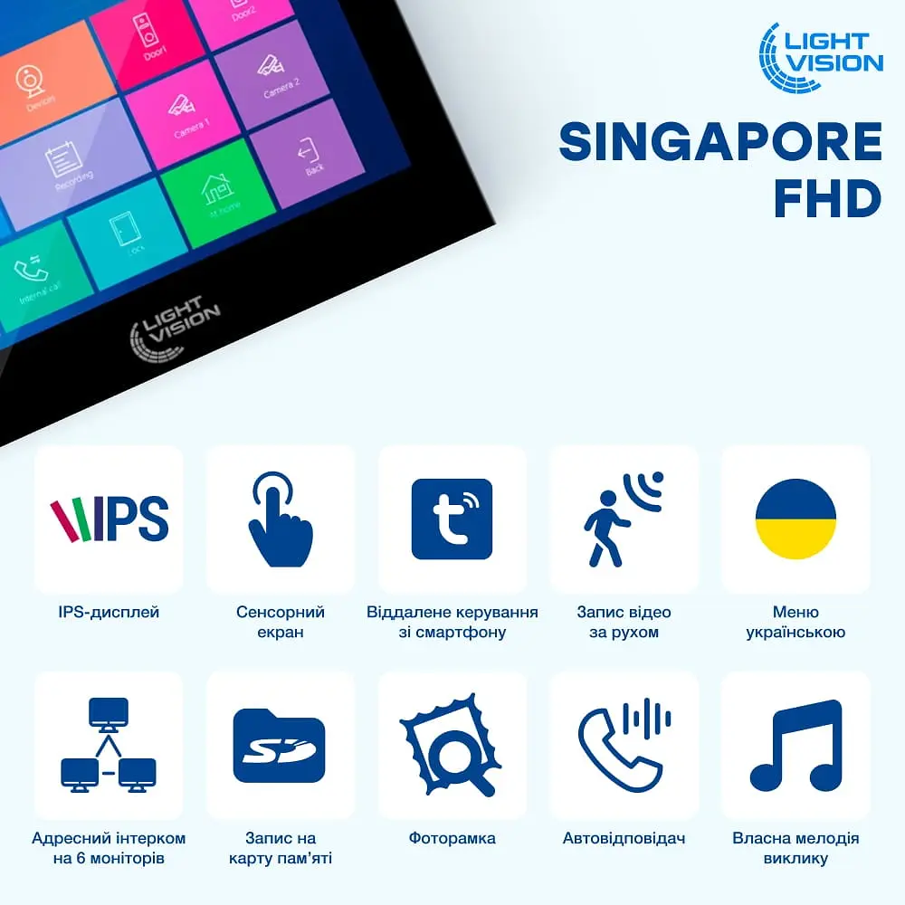 Відеодомофон 10" WiFi Tuya Light Vision SINGAPORE FHD Black (82-00233) - фото 9