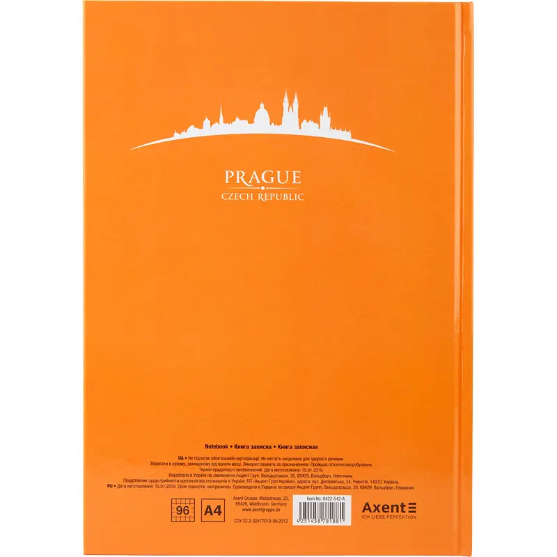 Книга записна Axent Maps Prague A4 в клітинку 96 аркушів персикова (8422-542-A) - фото 3
