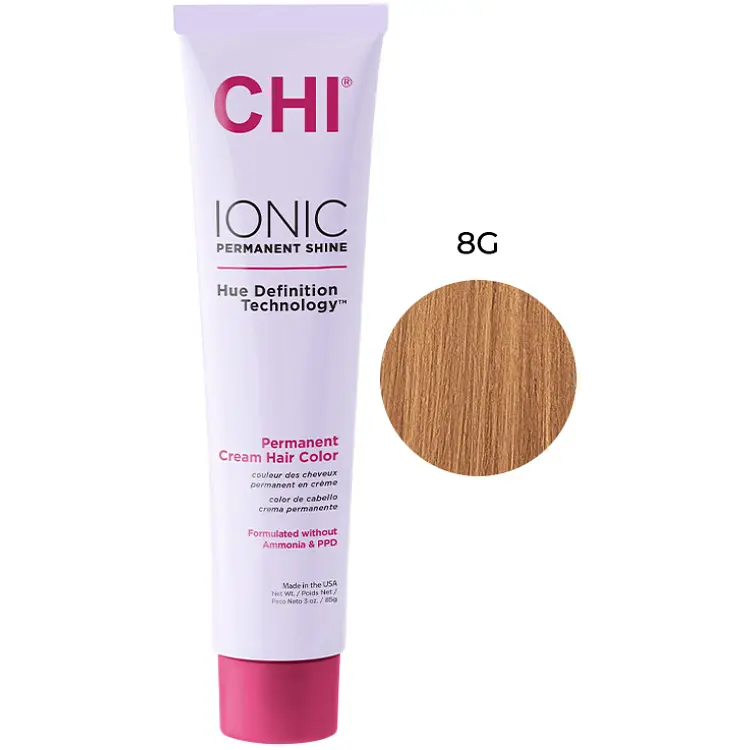 Крем-фарба для волосся CHI Ionic 8G середній золотистий блонд професійна безаміачна 85 г - фото 2