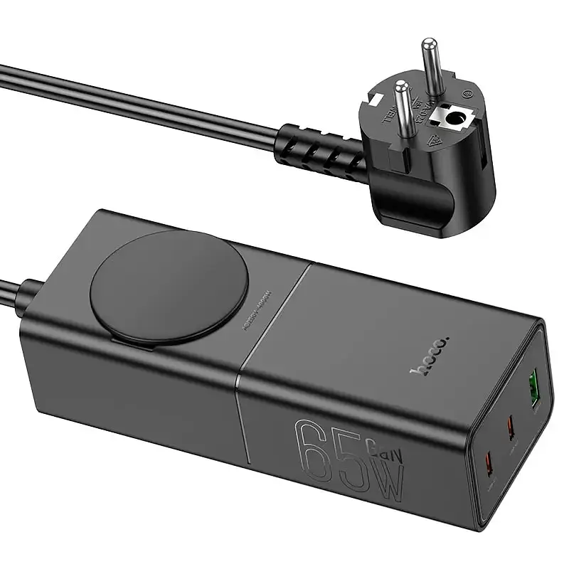 Мережевий подовжувач Hoco NS4 Sharp PD65W (2C1A) Desktop Socket Black - фото 3