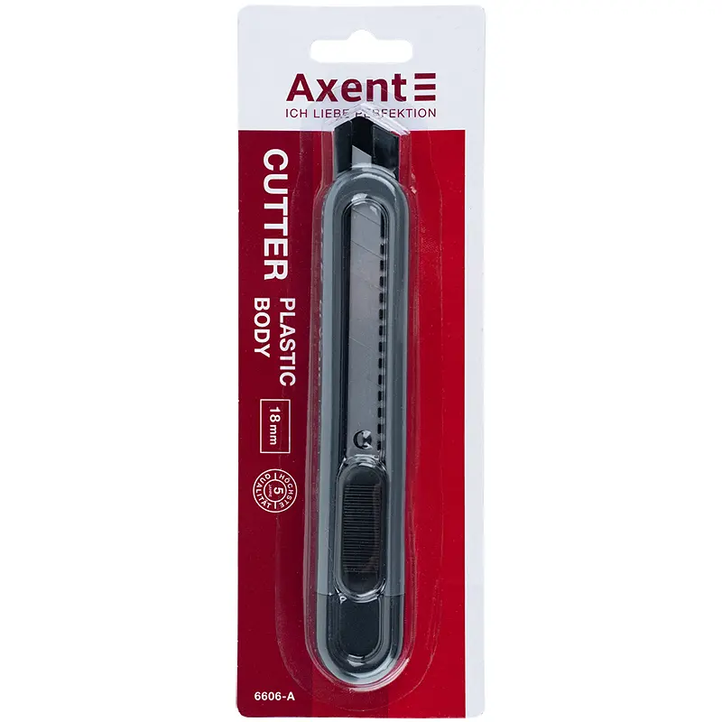 Нож канцелярский Axent 6606-A с металлическими направляющими, лезвие 18 мм, черный (6606-A) - фото 4