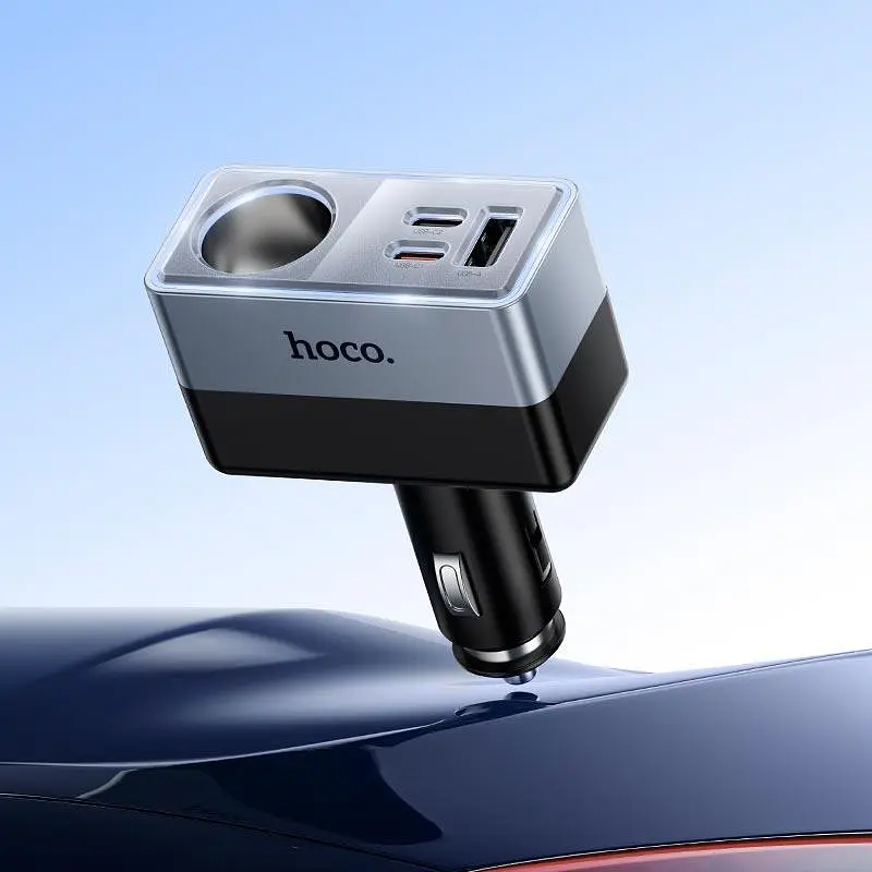 Адаптер автомобільний HOCO Smart cigarette lighter PD car charger Z65A 1USB/2Type-C/1DC, 165W, PD/QC - фото 2