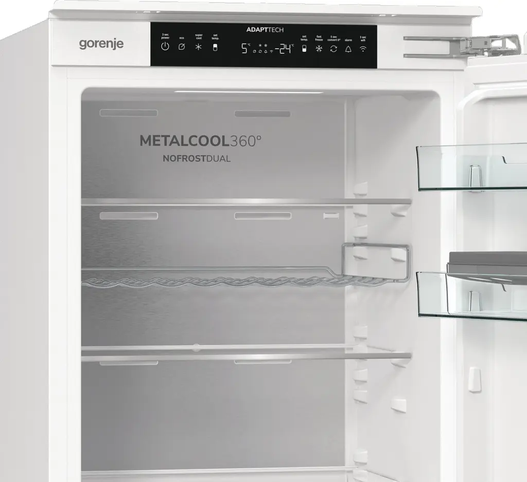 Холодильник Gorenje вбудований з нижн. мороз., 177x69x55см, 2 двері, 244 (68) л, А +, NF +, Зона св-ті, Диспл, Wi-Fi, Білі - фото 4