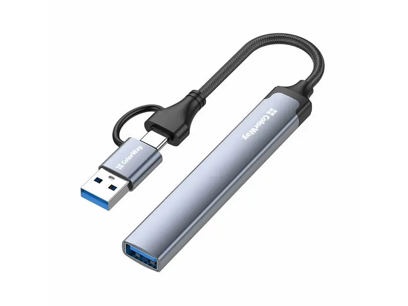 Мультипортовий адаптер ColorWay USB-A/USB-C 4-in-1 USB2.0х2/USB3.0/USB-C2.0 (CW-HUB06) - фото 2