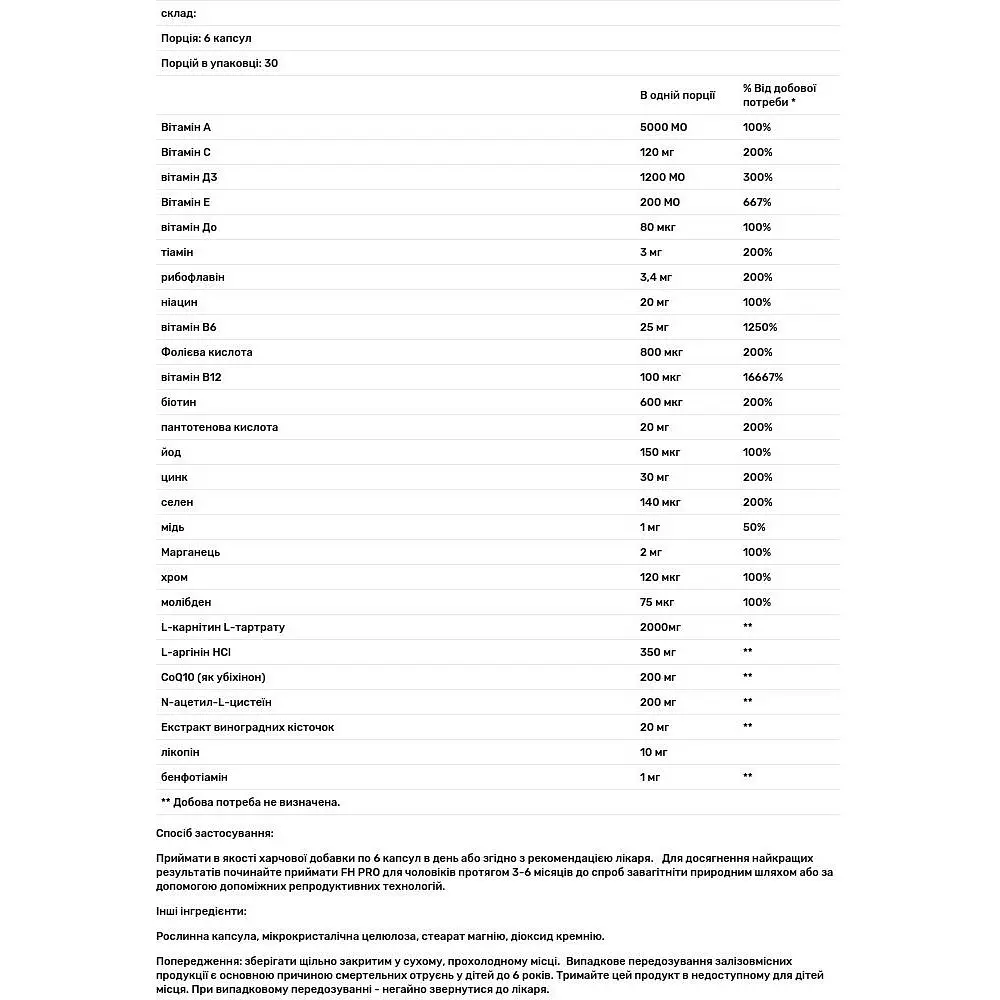 Репродуктивное здоровье мужчин Fairhaven Health Clinical Grade Fertility Supplement 180 капсул - фото 3