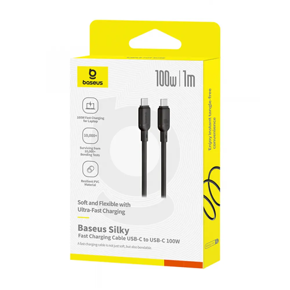 Кабель Baseus Silky Series Fast Charging Cable Type-C to Type-C 100W 1m Black - фото 2