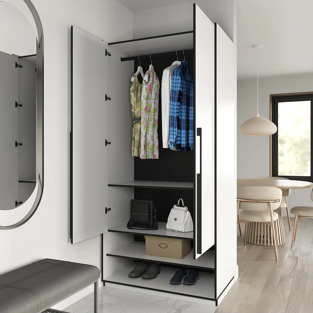 Шафа для одягу Flamecame зі штангою на 2 двері у передпокій FR-04 Венге - фото 2