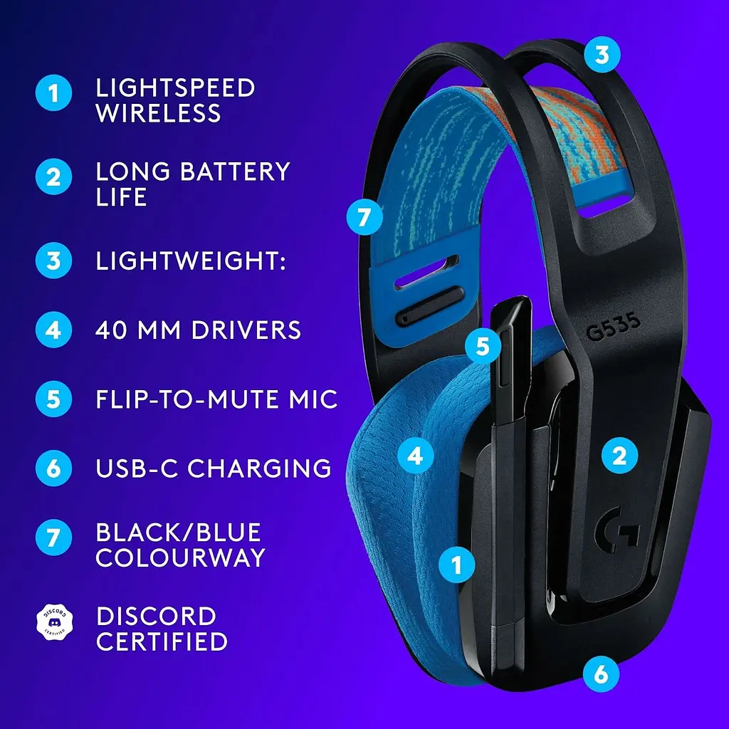 Навушники Logitech G535 Lightspeed Wireless Console Black (939-002219) - фото 6