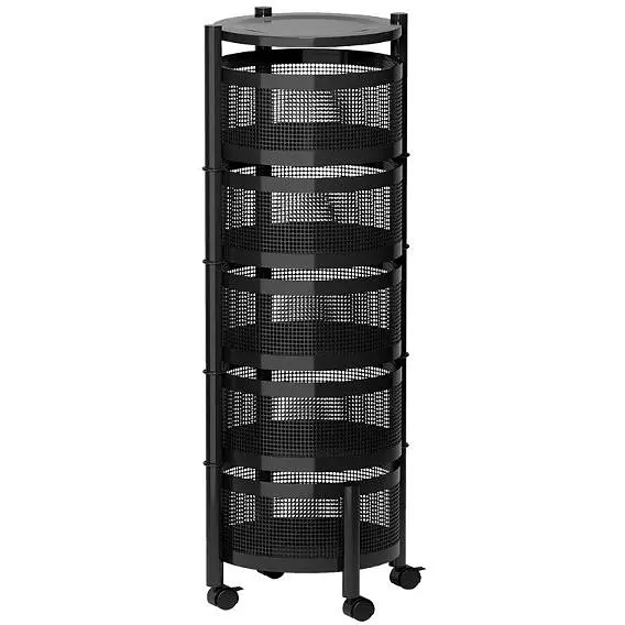 Этажерка Stenson Sphere на колесах 5 ярусов R93517-BK (35628) - фото 2