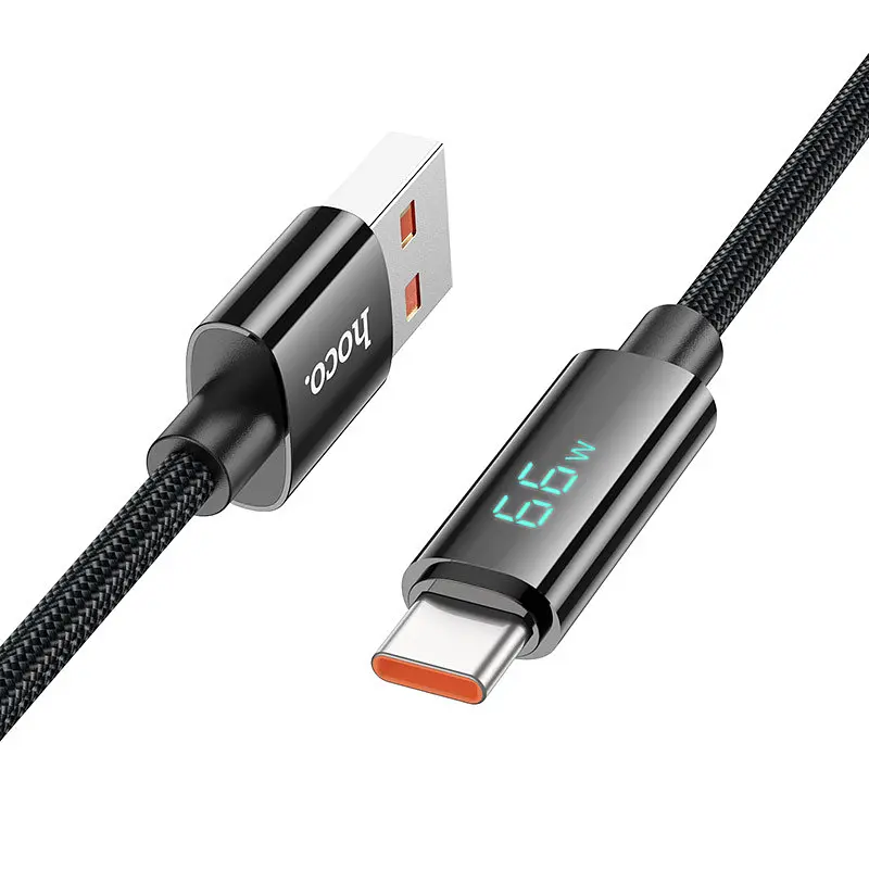 Дата кабель Hoco U125 Benefit 5A USB to Type-C with display 1.2 м Black - фото 2