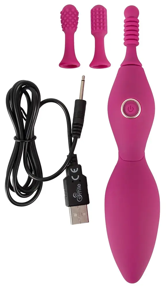 Кліторальний вібратор Sweet Smile Spot Vibrator With 3 Tips 17.9 см рожевий - фото 3