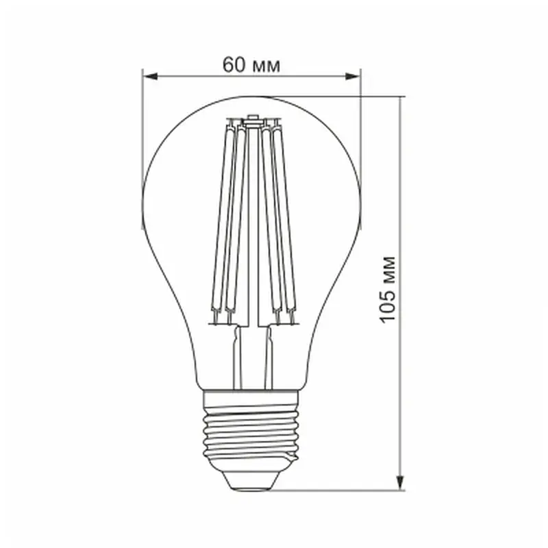 Лампочка Videx Filament A60FA 10W E27 2200K 220V (VL-A60FA-10272) - фото 3
