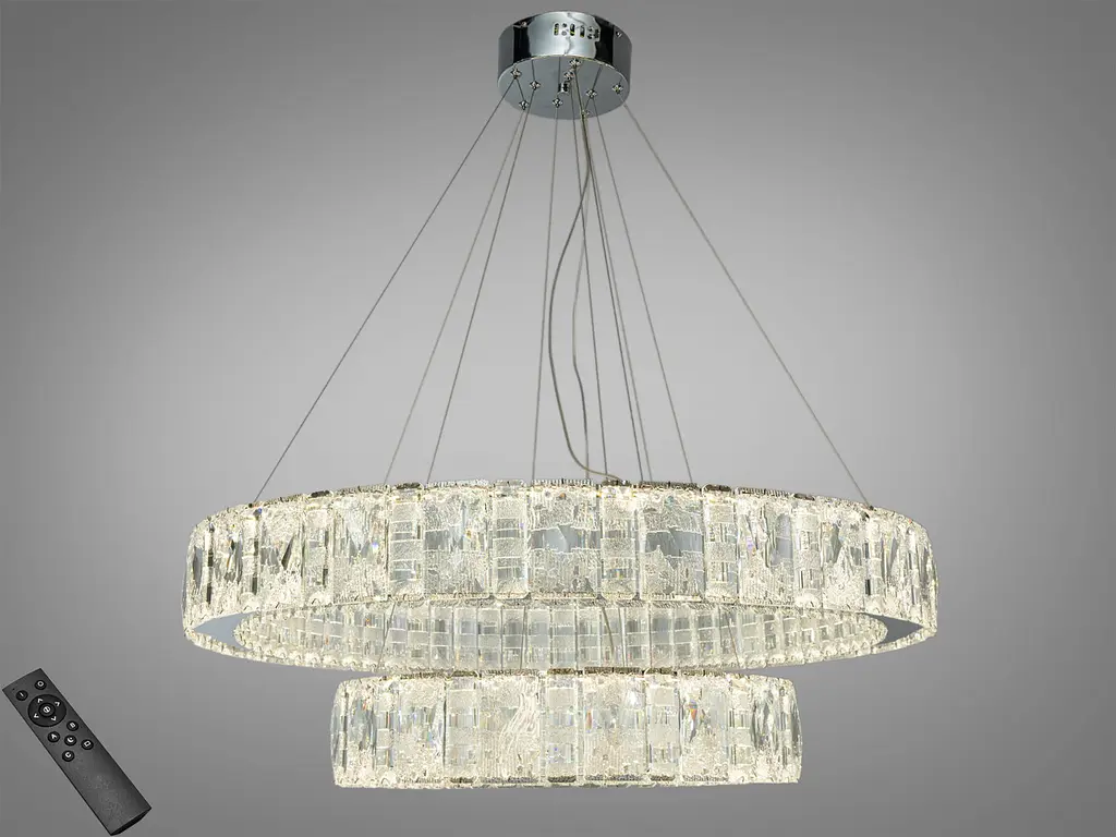 Підвісна LED люстра Diasha 585/800+500HR хром 135 Вт пульт 23 м2 - фото 2