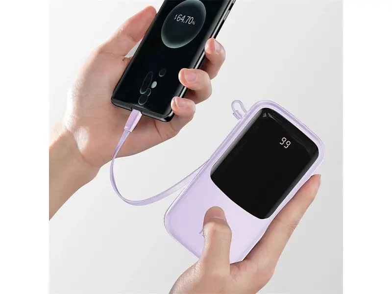 Зовнішній акумулятор (Power Bank) BASEUS Qpow Digital Display 10 000 mAh iP Edition 2022 15W Purple (PPQD050105) - фото 6