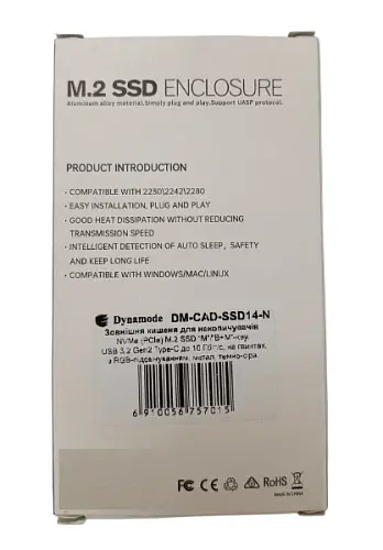 Кишеня зовнішня Dynamode, Dark Grey, M.2, Type-C 3.2 Gen2, 1xM.2 NVMe / SATA, формат 2230/2242/2260/2280 (DM-CAD-SSD14-N) - фото 5