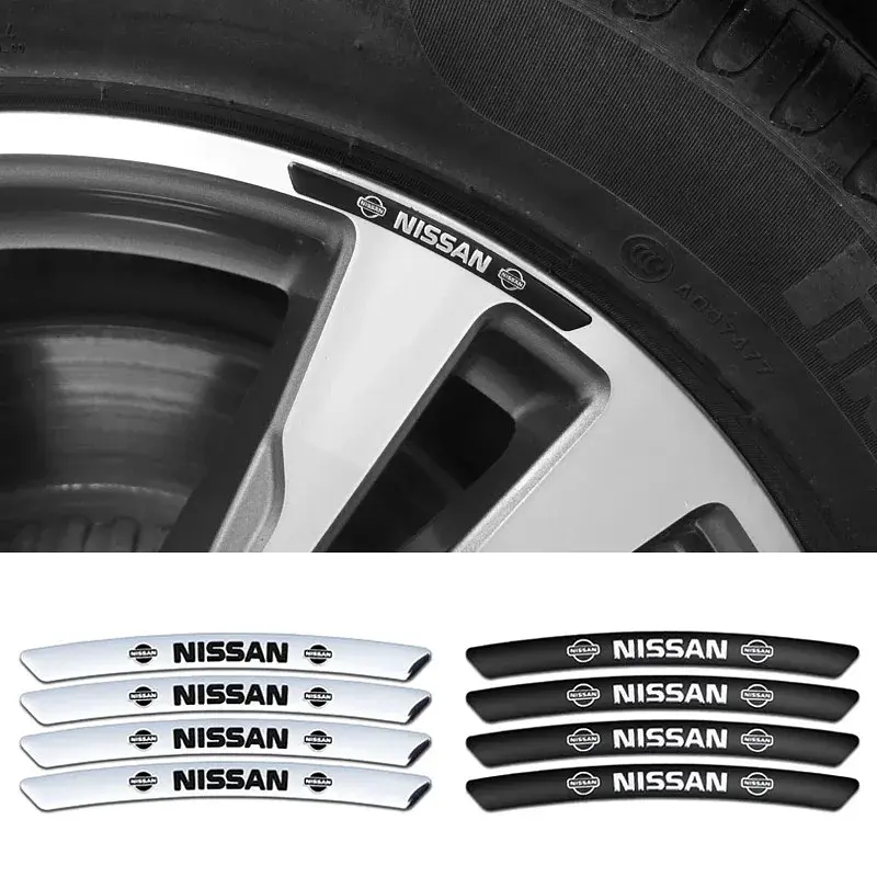 Емблема обода колеса Nissan 4 шт Алюміній наклейка на диски на скотчі Чорні - фото 3