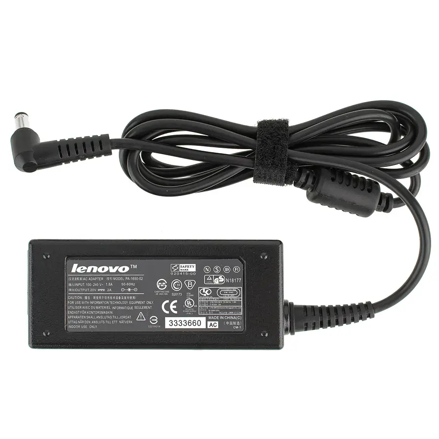 Блок живлення для ноутбука Lenovo 20V, 2A, 40W, 5.5x2.5мм, 3 hole, L-подібний роз'єм, black (без кабеля!) - фото 3